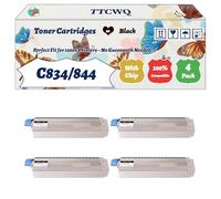 Compatible for Okidata OKI C834/844 Toner Cartridges Work for Okidata OKI C834dnw C834nw C844dnw Printers, with Chip, High Yield 10000 Pages, High-Definition Printing (4 Pack Black)