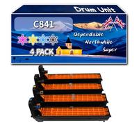 Compatible for Okidata OKI C841 Drum Unit, Work for Okidata OKI C822 C831 C841 Printers, Drum Unit 44844408 44844407 44844406 44844405 (4-Pack BK/C/M/Y)