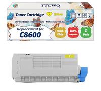 Compatible for Okidata OKI C8600 Toner Cartridge Work for Okidata OKI C8600 C8800 Printers, with Chip, High Yield 6000 Pages, High-Definition Printing (1 Pack Yellow)