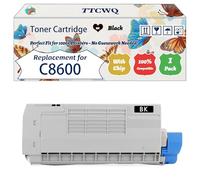 Compatible for Okidata OKI C8600 Toner Cartridge Work for Okidata OKI C8600 C8800 Printers, with Chip, High Yield 6000 Pages, High-Definition Printing (1 Pack Black)