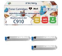 Compatible for Okidata OKI C910 Toner Cartridges Work for Okidata OKI C910D C930 C960 Printers, with Chip, High Yield 15000 Pages, High-Definition Printing (3 Pack Black)