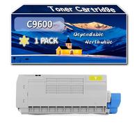 Compatible for Okidata OKI C9600 Toner Cartridge, Work for Okidata OKI C9600 C9650 C9800 C9850 C9850 Printers, Toner Cartridge 42918916 42918915 42918914 42918913 (1 Pack Yellow)