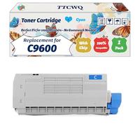 Compatible for Okidata OKI C9600 Toner Cartridge Work for Okidata OKI C9600 C9650 C9800 C9850 C9850 Printers, with Chip, High Yield 15000 Pages, High-Definition Printing (1 Pack Cyan)