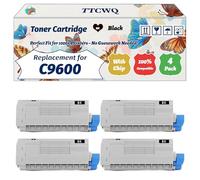 Compatible for Okidata OKI C9600 Toner Cartridge Work for Okidata OKI C9600 C9650 C9800 C9850 C9850 Printers, with Chip, High Yield 15000 Pages, High-Definition Printing (4 Pack Black)