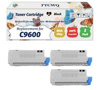 Compatible for Okidata OKI C9600 Toner Cartridge Work for Okidata OKI C9600 C9650 C9800 C9850 C9850 Printers, with Chip, High Yield 15000 Pages, High-Definition Printing (3 Pack Black)