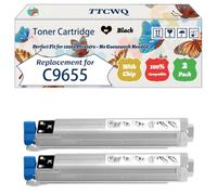 Compatible for Okidata OKI C9655 Toner Cartridge Work for Okidata OKI C9655 Printers, with Chip, High Yield 22000 Pages, High-Definition Printing (2 Pack Black)