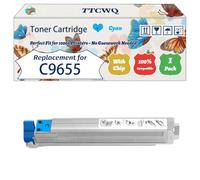 Compatible for Okidata OKI C9655 Toner Cartridge Work for Okidata OKI C9655 Printers, with Chip, High Yield 22000 Pages, High-Definition Printing (1 Pack Cyan)