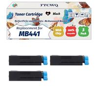 Compatible for Okidata OKI MB441 Toner Cartridge Work for Okidata OKI B401 MB441 MB451 Printers, with Chip, High Yield 2500 Pages, High-Definition Printing (3 Pack Black)