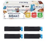Compatible for Okidata OKI MB441 Toner Cartridge Work for Okidata OKI B401 MB441 MB451 Printers, with Chip, High Yield 2500 Pages, High-Definition Printing (4 Pack Black)