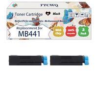 Compatible for Okidata OKI MB441 Toner Cartridge Work for Okidata OKI B401 MB441 MB451 Printers, with Chip, High Yield 2500 Pages, High-Definition Printing (2-Pack Black)