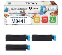 Compatible for Okidata OKI MB441 Toner Cartridge Work for Okidata OKI B401 MB441 MB451 Printers, with Chip, High Yield 2500 Pages, High-Definition Printing (3 Pack Black)