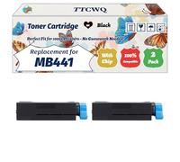 Compatible for Okidata OKI MB441 Toner Cartridge Work for Okidata OKI B401 MB441 MB451 Printers, with Chip, High Yield 2500 Pages, High-Definition Printing (2-Pack Black)