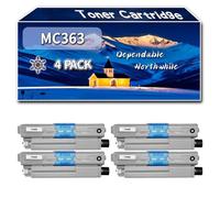 Compatible for Okidata OKI MC363 Toner Cartridge, Work for Okidata OKI C332 MC363 Printers, Toner Cartridge 46508712 46508711 46508710 46508709 (4 Pack Black)