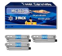 Compatible for Okidata OKI MC363 Toner Cartridge, Work for Okidata OKI C332 MC363 Printers, Toner Cartridge 46508712 46508711 46508710 46508709 (3 Pack Black)