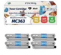 Compatible for Okidata OKI MC363 Toner Cartridge Work for Okidata OKI C332 MC363 Printers, with Chip, High Yield 3500 Pages, High-Definition Printing (4 Pack Black)