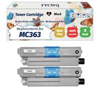 Compatible for Okidata OKI MC363 Toner Cartridge Work for Okidata OKI C332 MC363 Printers, with Chip, High Yield 3500 Pages, High-Definition Printing (2 Pack Black)