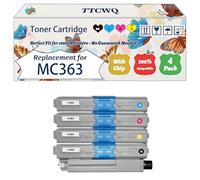 Compatible for Okidata OKI MC363 Toner Cartridge Work for Okidata OKI C332 MC363 Printers, with Chip, High Yield 3500 Pages, High-Definition Printing (4-Pack BK/C/M/Y)