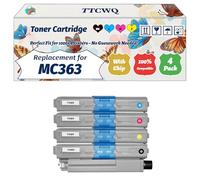 Compatible for Okidata OKI MC363 Toner Cartridge Work for Okidata OKI C332 MC363 Printers, with Chip, High Yield 3500 Pages, High-Definition Printing (4-Pack BK/C/M/Y)