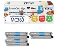 Compatible for Okidata OKI MC363 Toner Cartridge Work for Okidata OKI C332 MC363 Printers, with Chip, High Yield 3500 Pages, High-Definition Printing (3 Pack Black)