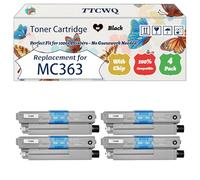 Compatible for Okidata OKI MC363 Toner Cartridge Work for Okidata OKI C332 MC363 Printers, with Chip, High Yield 3500 Pages, High-Definition Printing (4 Pack Black)