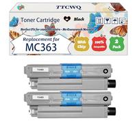 Compatible for Okidata OKI MC363 Toner Cartridge Work for Okidata OKI C332 MC363 Printers, with Chip, High Yield 3500 Pages, High-Definition Printing (2 Pack Black)