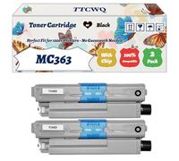 Compatible for Okidata OKI MC363 Toner Cartridge Work for Okidata OKI C332 MC363 Printers, with Chip, High Yield 3500 Pages, High-Definition Printing (2 Pack Black)