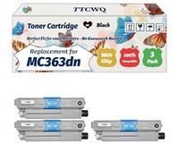 Compatible for Okidata OKI MC363dn Toner Cartridge Work for Okidata OKI C332 C332dn MC363 MC363dn MC363dnw Printers, with Chip, High Yield 3500 Pages, High-Definition Printing (3 Pack Black)