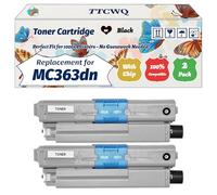 Compatible for Okidata OKI MC363dn Toner Cartridge Work for Okidata OKI C332 C332dn MC363 MC363dn MC363dnw Printers, with Chip, High Yield 3500 Pages, High-Definition Printing (2 Pack Black)