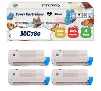 Compatible for Okidata OKI MC780 Toner Cartridges Work for Okidata OKI MC770 MC770dn MC780 MC780dfn Printers, with Chip, High Yield 15000 Pages, High-Definition Printing (4 Pack Black)