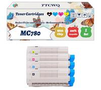 Compatible for Okidata OKI MC780 Toner Cartridges Work for Okidata OKI MC770 MC770dn MC780 MC780dfn Printers, with Chip, High Yield 15000 Pages, High-Definition Printing (4-Pack BK/C/M/Y)
