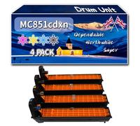 Compatible for Okidata OKI MC851cdxn Drum Unit, Work for Okidata OKI MC851 MC861 MC851cdtn MC861cdtn MC851cdxn MC861cdxn MC851dn Printers (4-Pack BK/C/M/Y)