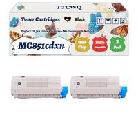 Compatible for Okidata OKI MC851cdxn Toner Cartridges Work for Okidata OKI MC851 MC861 MC851cdtn MC861cdtn MC851cdxn MC861cdxn MC851dn Printers (2 Pack Black)