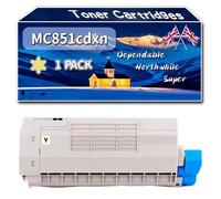 Compatible for Okidata OKI MC851cdxn Toner Cartridges, Work for Okidata OKI MC851 MC861 MC851cdtn MC861cdtn MC851cdxn MC861cdxn MC851dn Printers (1 Pack Yellow)