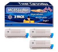 Compatible for Okidata OKI MC851cdxn Toner Cartridges, Work for Okidata OKI MC851 MC861 MC851cdtn MC861cdtn MC851cdxn MC861cdxn MC851dn Printers (3 Pack Black)