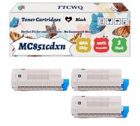 Compatible for Okidata OKI MC851cdxn Toner Cartridges Work for Okidata OKI MC851 MC861 MC851cdtn MC861cdtn MC851cdxn MC861cdxn MC851dn Printers (3 Pack Black)