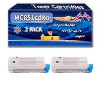 Compatible for Okidata OKI MC851cdxn Toner Cartridges, Work for Okidata OKI MC851 MC861 MC851cdtn MC861cdtn MC851cdxn MC861cdxn MC851dn Printers (2 Pack Black)