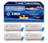 Compatible for Okidata OKI MC851cdxn Toner Cartridges, Work for Okidata OKI MC851 MC861 MC851cdtn MC861cdtn MC851cdxn MC861cdxn MC851dn Printers (4 Pack Black)