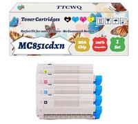 Compatible for Okidata OKI MC851cdxn Toner Cartridges Work for Okidata OKI MC851 MC861 MC851cdtn MC861cdtn MC851cdxn MC861cdxn MC851dn Printers (4-Pack BK/C/M/Y)