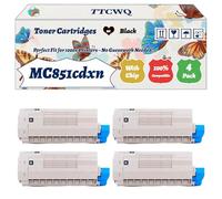 Compatible for Okidata OKI MC851cdxn Toner Cartridges Work for Okidata OKI MC851 MC861 MC851cdtn MC861cdtn MC851cdxn MC861cdxn MC851dn Printers (4 Pack Black)