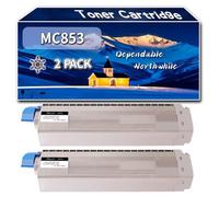 Compatible for Okidata OKI MC853 Toner Cartridge, Work for Okidata OKI MC853 MC873 MC883 Printers, Toner Cartridge 45862840 45862839 45862838 45862837 (2 Pack Black)