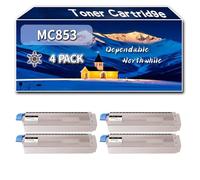 Compatible for Okidata OKI MC853 Toner Cartridge, Work for Okidata OKI MC853 MC873 MC883 Printers, Toner Cartridge 45862840 45862839 45862838 45862837 (4 Pack Black)