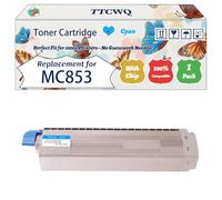 Compatible for Okidata OKI MC853 Toner Cartridge Work for Okidata OKI MC853 MC873 MC883 Printers, with Chip, High Yield 7000 Pages, High-Definition Printing (1 Pack Cyan)