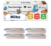 Compatible for Okidata OKI MC853 Toner Cartridge Work for Okidata OKI MC853 MC873 MC883 Printers, with Chip, High Yield 7000 Pages, High-Definition Printing (4 Pack Black)