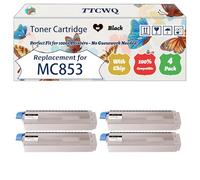 Compatible for Okidata OKI MC853 Toner Cartridge Work for Okidata OKI MC853 MC873 MC883 Printers, with Chip, High Yield 7000 Pages, High-Definition Printing (4 Pack Black)