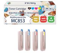 Compatible for Okidata OKI MC853 Toner Cartridge Work for Okidata OKI MC853 MC873 MC883 Printers, with Chip, High Yield 7000 Pages, High-Definition Printing (4-Pack BK/C/M/Y)