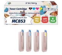Compatible for Okidata OKI MC853 Toner Cartridge Work for Okidata OKI MC853 MC873 MC883 Printers, with Chip, High Yield 7000 Pages, High-Definition Printing (4-Pack BK/C/M/Y)