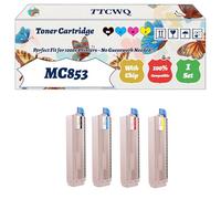 Compatible for Okidata OKI MC853 Toner Cartridge Work for Okidata OKI MC853 MC873 MC883 Printers, with Chip, High Yield 7000 Pages, High-Definition Printing (4-Pack BK/C/M/Y)