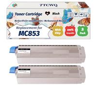 Compatible for Okidata OKI MC853 Toner Cartridge Work for Okidata OKI MC853 MC873 MC883 Printers, with Chip, High Yield 7000 Pages, High-Definition Printing (2 Pack Black)