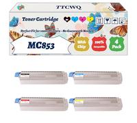 Compatible for Okidata OKI MC853 Toner Cartridge Work for Okidata OKI MC873dnct MC873dnv MC883dntc MC883dnc Printers (4-Pack BK/C/M/Y)