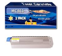 Compatible for Okidata OKI MC861 Toner Cartridge, Work for Okidata OKI MC861 Printers, Toner Cartridge 44059256 44059255 44059254 44059253 (1 Pack Yellow)